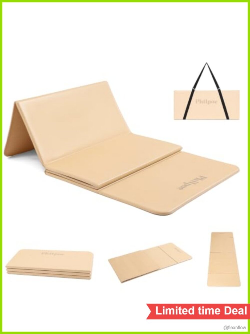 Extra Thick 11mm Foldable Yoga Mat, POE Non-slip Exercise Mat for Gym Home
